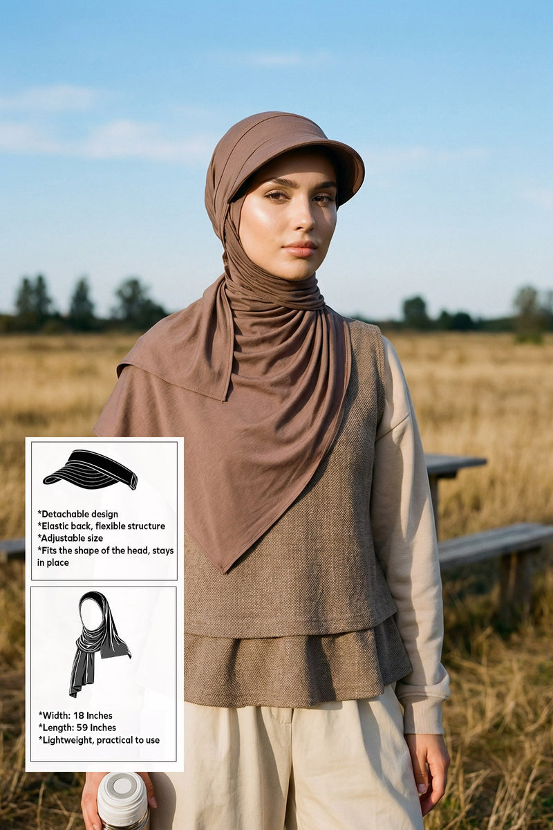 Everyday Sports Hijab with Removable Visor, Practical Jersey Shawl,SPS-1