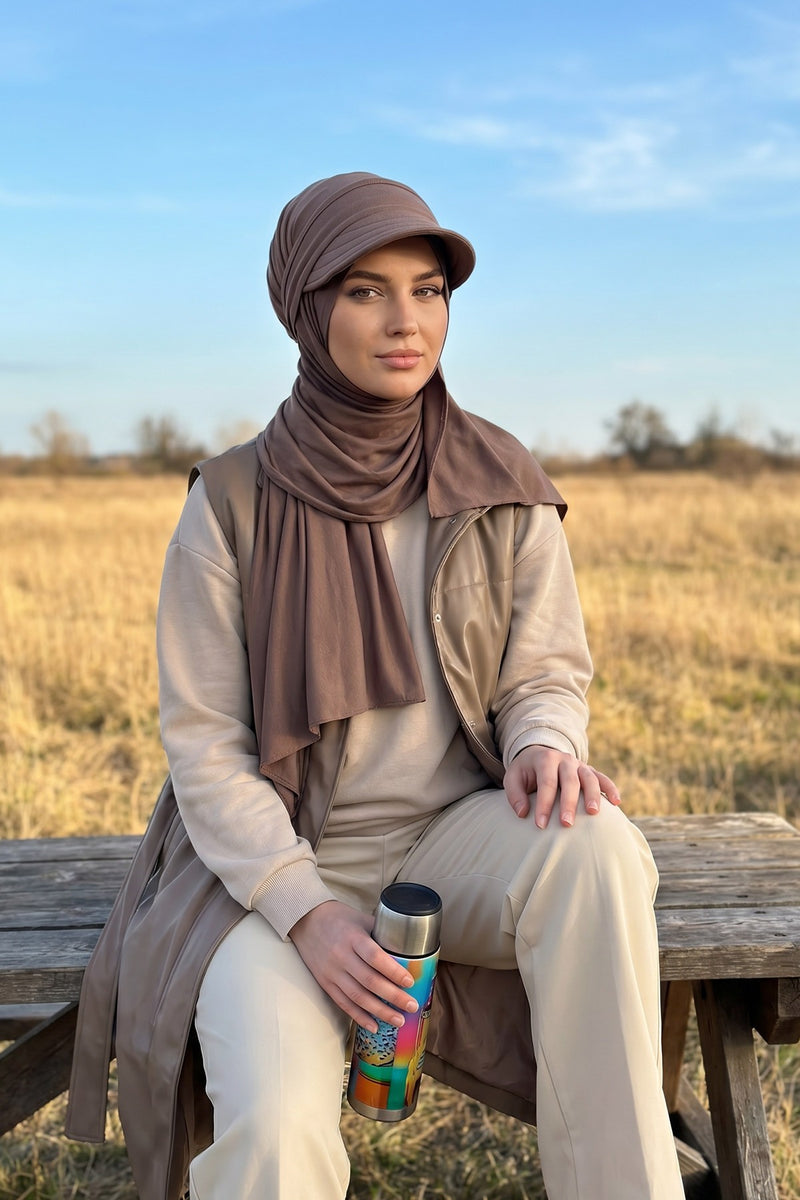 Everyday Sports Hijab with Removable Visor, Practical Jersey Shawl,SPS-1