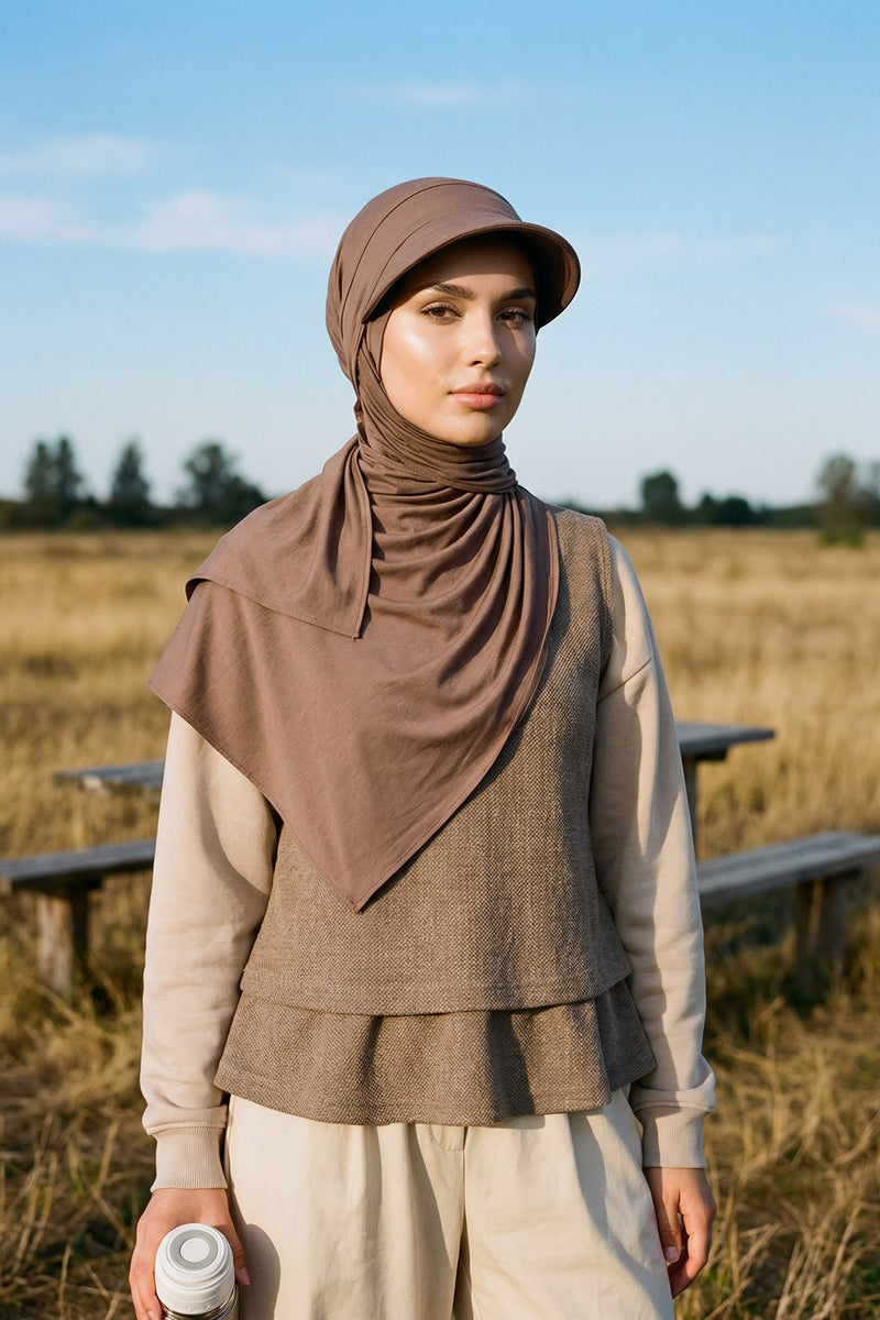 Everyday Sports Hijab with Removable Visor, Practical Jersey Shawl,SPS-1
