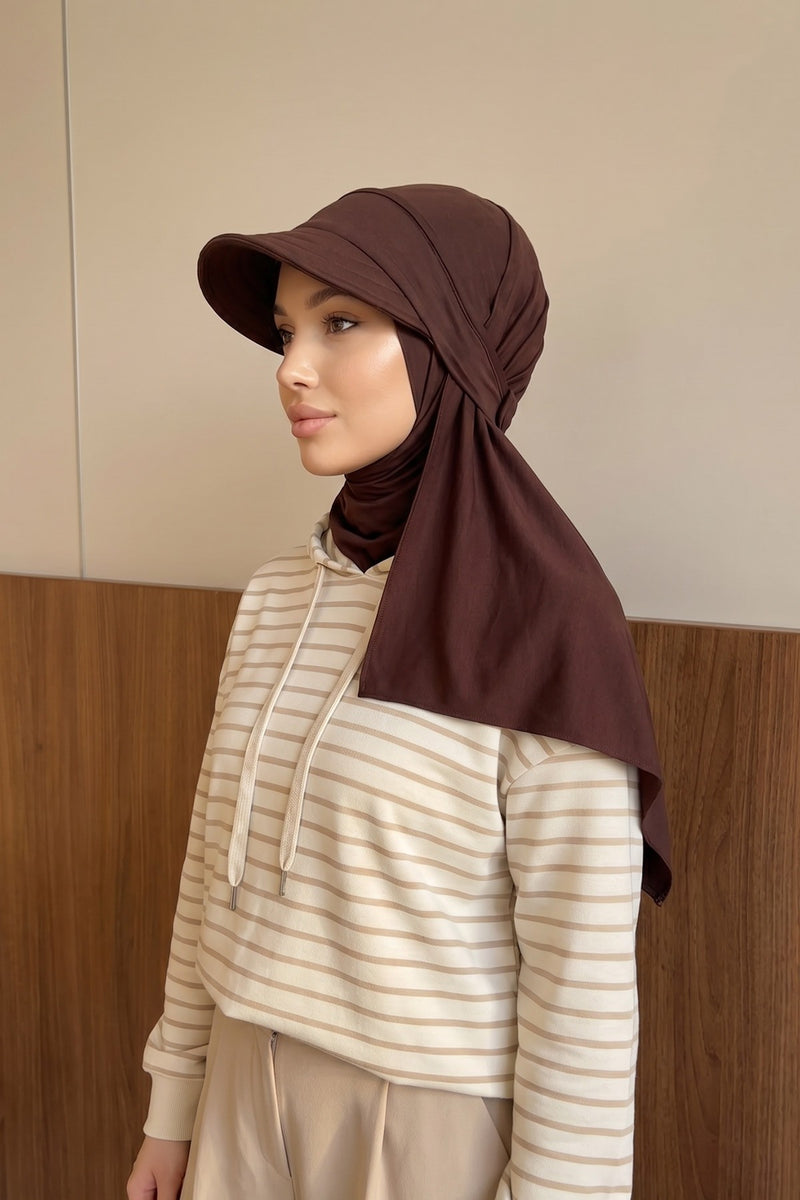 Everyday Sports Hijab with Removable Visor, Practical Jersey Shawl,SPS-1