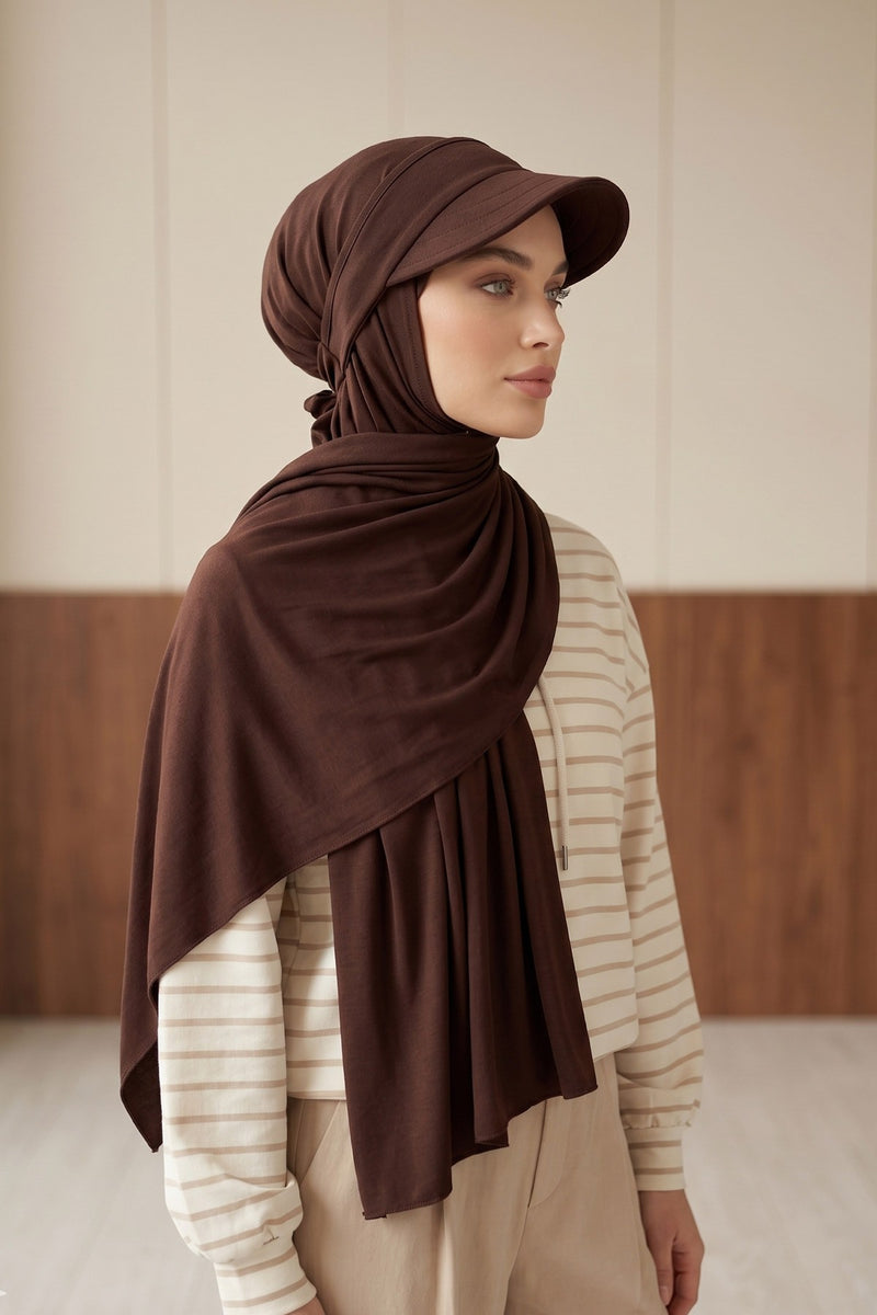 Everyday Sports Hijab with Removable Visor, Practical Jersey Shawl,SPS-1
