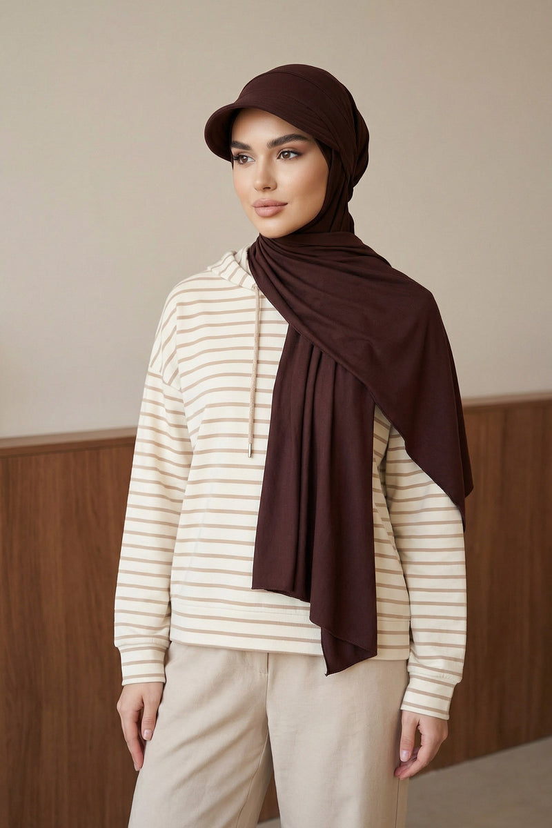 Everyday Sports Hijab with Removable Visor, Practical Jersey Shawl,SPS-1