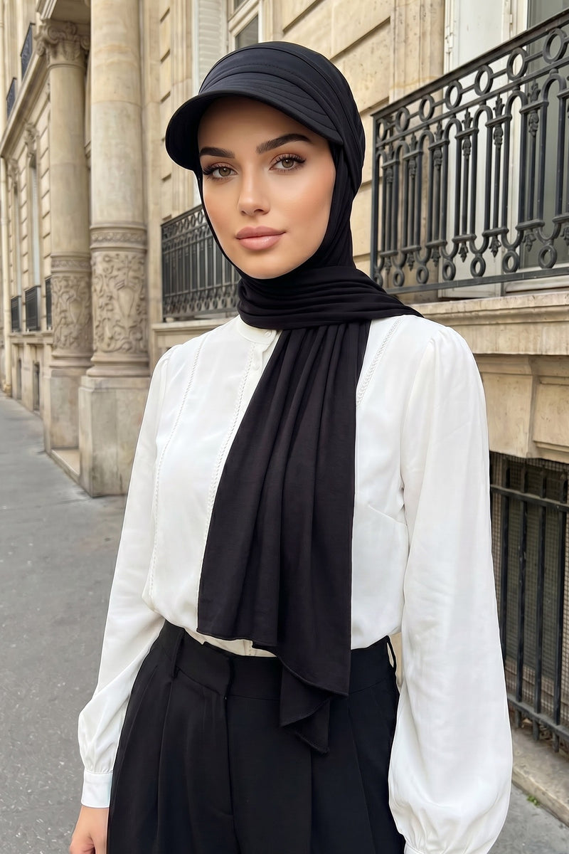 Everyday Sports Hijab with Removable Visor, Practical Jersey Shawl,SPS-1