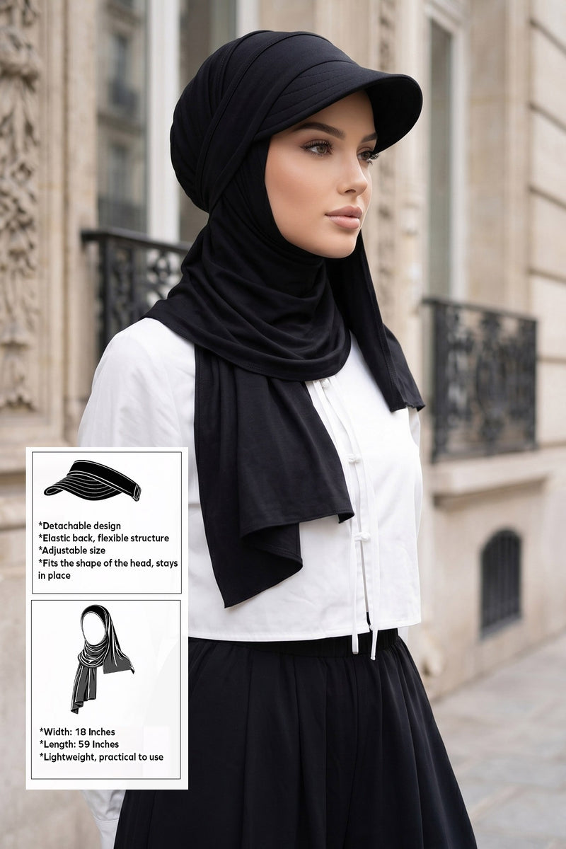 Everyday Sports Hijab with Removable Visor, Practical Jersey Shawl,SPS-1