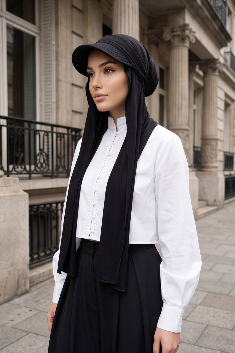 Everyday Sports Hijab with Removable Visor, Practical Jersey Shawl,SPS-1