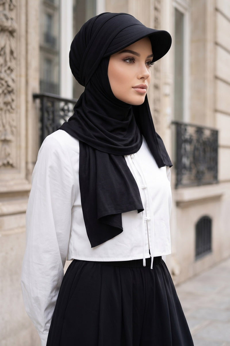 Everyday Sports Hijab with Removable Visor, Practical Jersey Shawl,SPS-1
