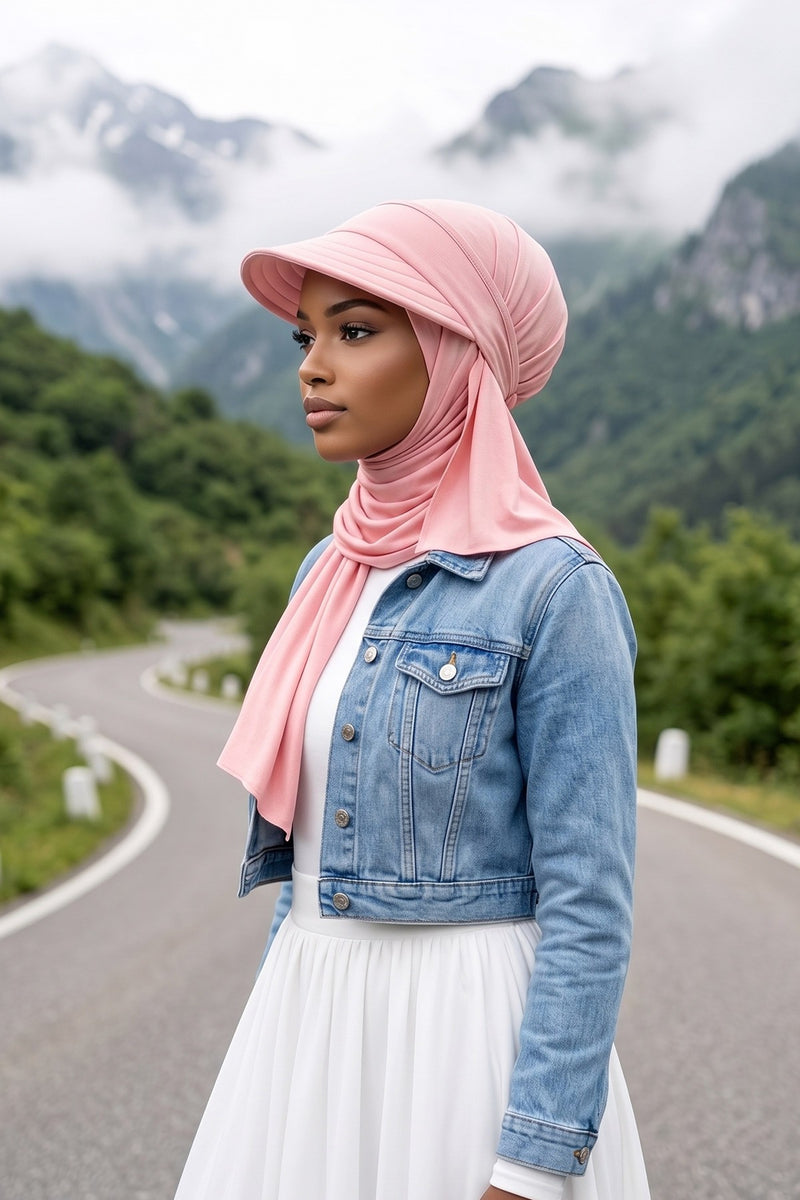 Everyday Sports Hijab with Removable Visor, Practical Jersey Shawl,SPS-1