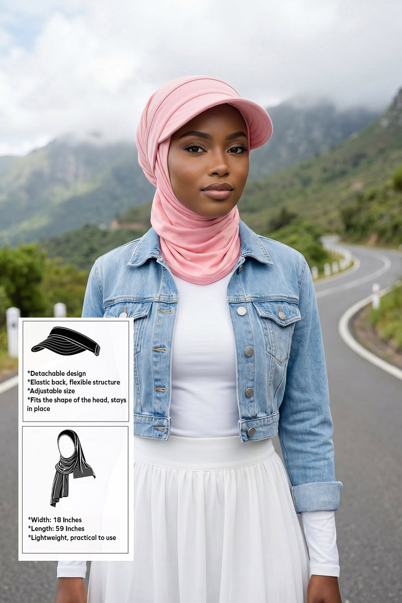 Everyday Sports Hijab with Removable Visor, Practical Jersey Shawl,SPS-1