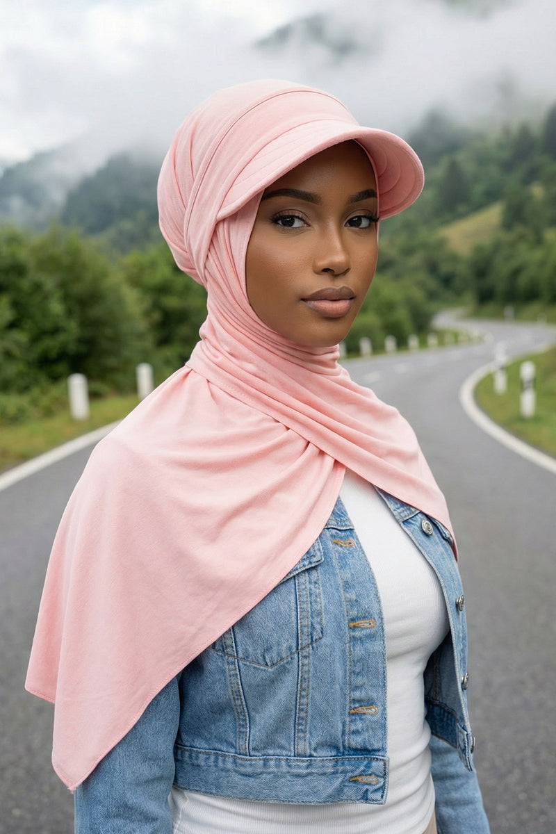 Everyday Sports Hijab with Removable Visor, Practical Jersey Shawl,SPS-1