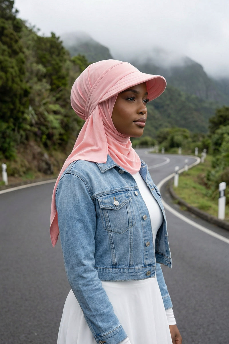 Everyday Sports Hijab with Removable Visor, Practical Jersey Shawl,SPS-1