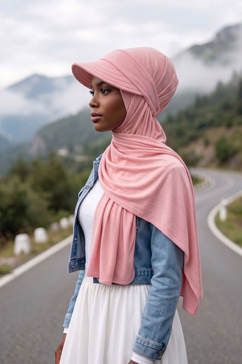 Everyday Sports Hijab with Removable Visor, Practical Jersey Shawl,SPS-1
