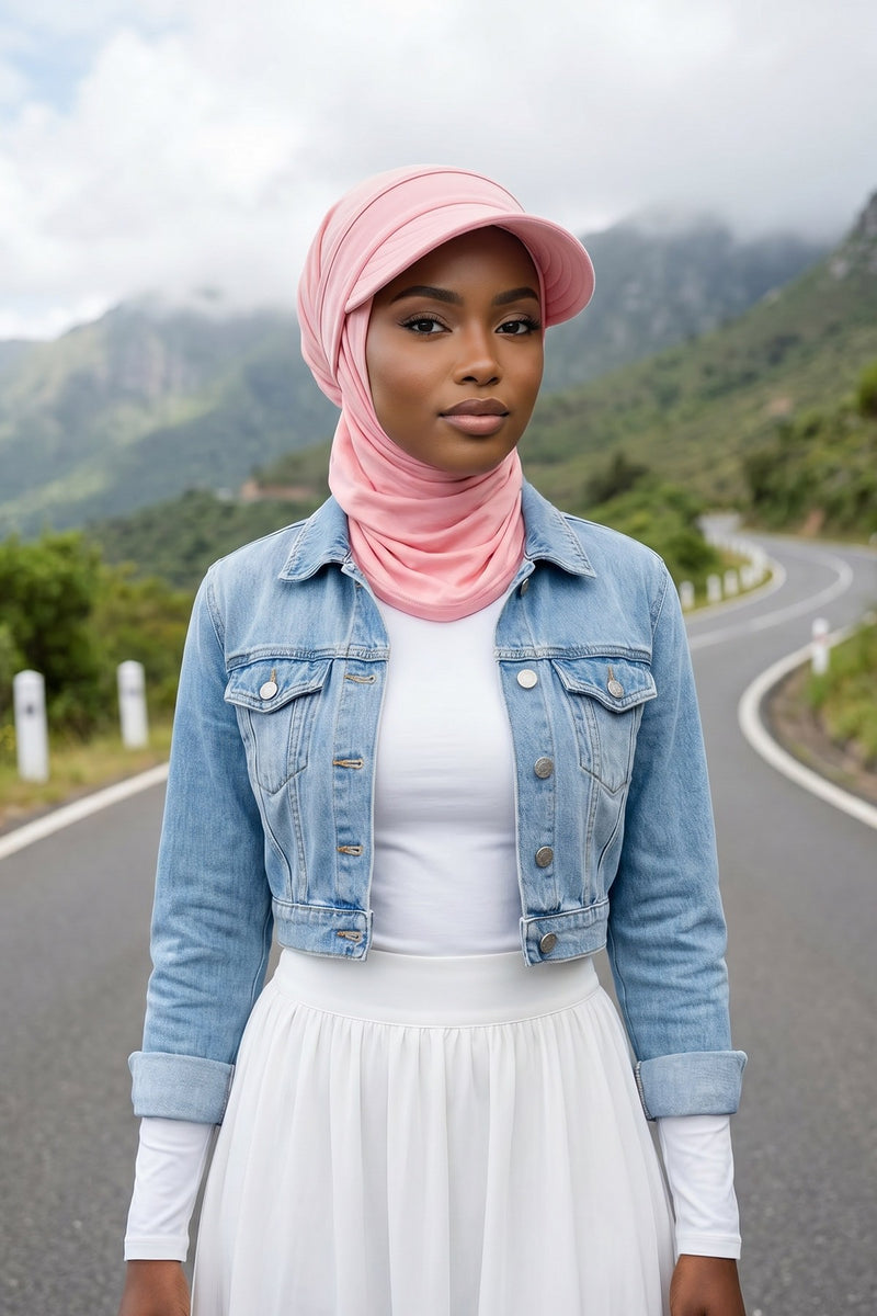 Everyday Sports Hijab with Removable Visor, Practical Jersey Shawl,SPS-1