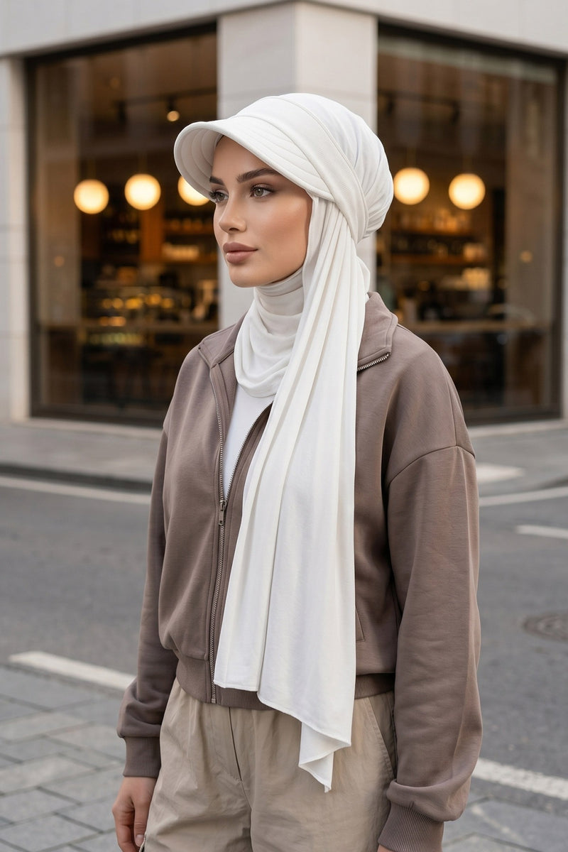 Everyday Sports Hijab with Removable Visor, Practical Jersey Shawl,SPS-1