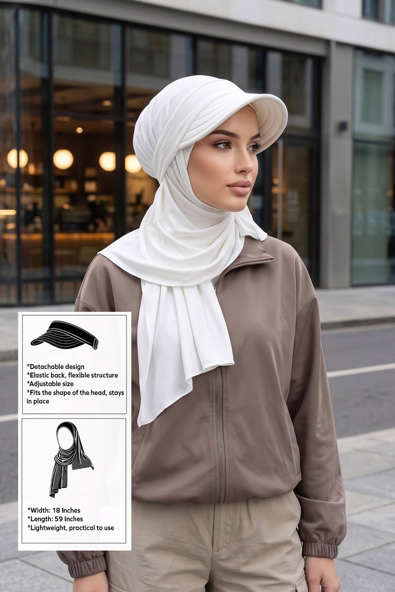 Everyday Sports Hijab with Removable Visor, Practical Jersey Shawl,SPS-1