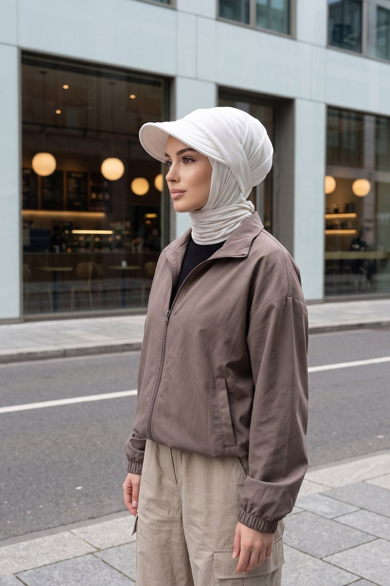 Everyday Sports Hijab with Removable Visor, Practical Jersey Shawl,SPS-1