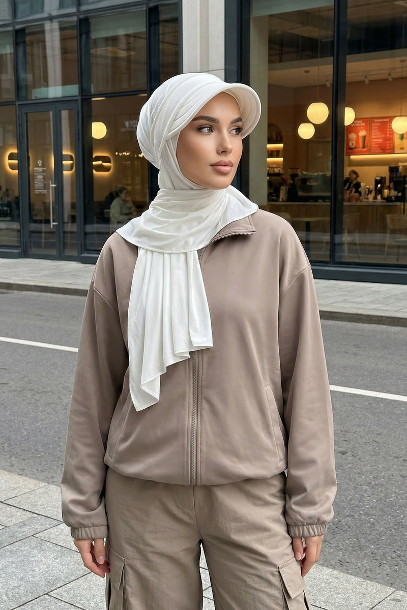 Everyday Sports Hijab with Removable Visor, Practical Jersey Shawl,SPS-1