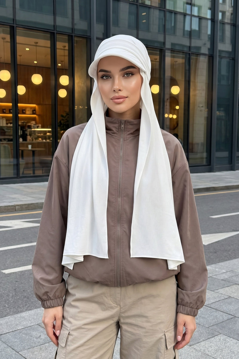 Everyday Sports Hijab with Removable Visor, Practical Jersey Shawl,SPS-1