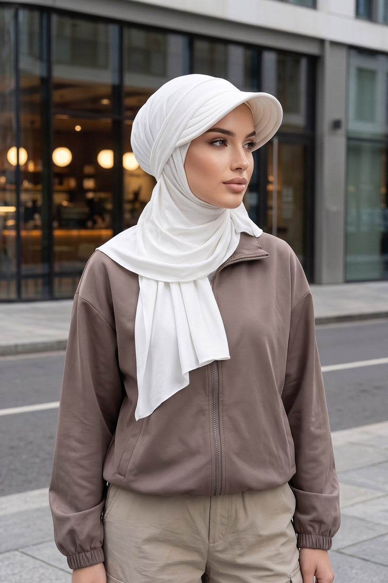 Everyday Sports Hijab with Removable Visor, Practical Jersey Shawl,SPS-1