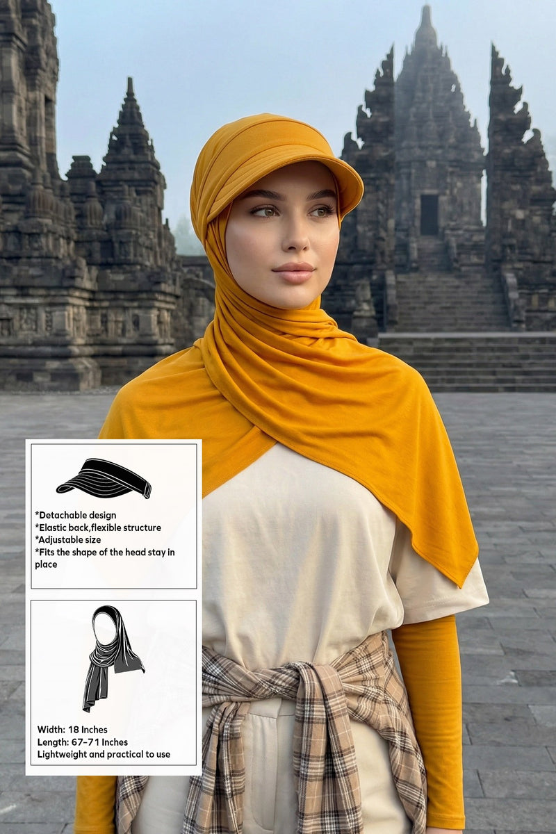 Everyday Sports Hijab with Removable Visor, Practical Jersey Shawl,SPS-1