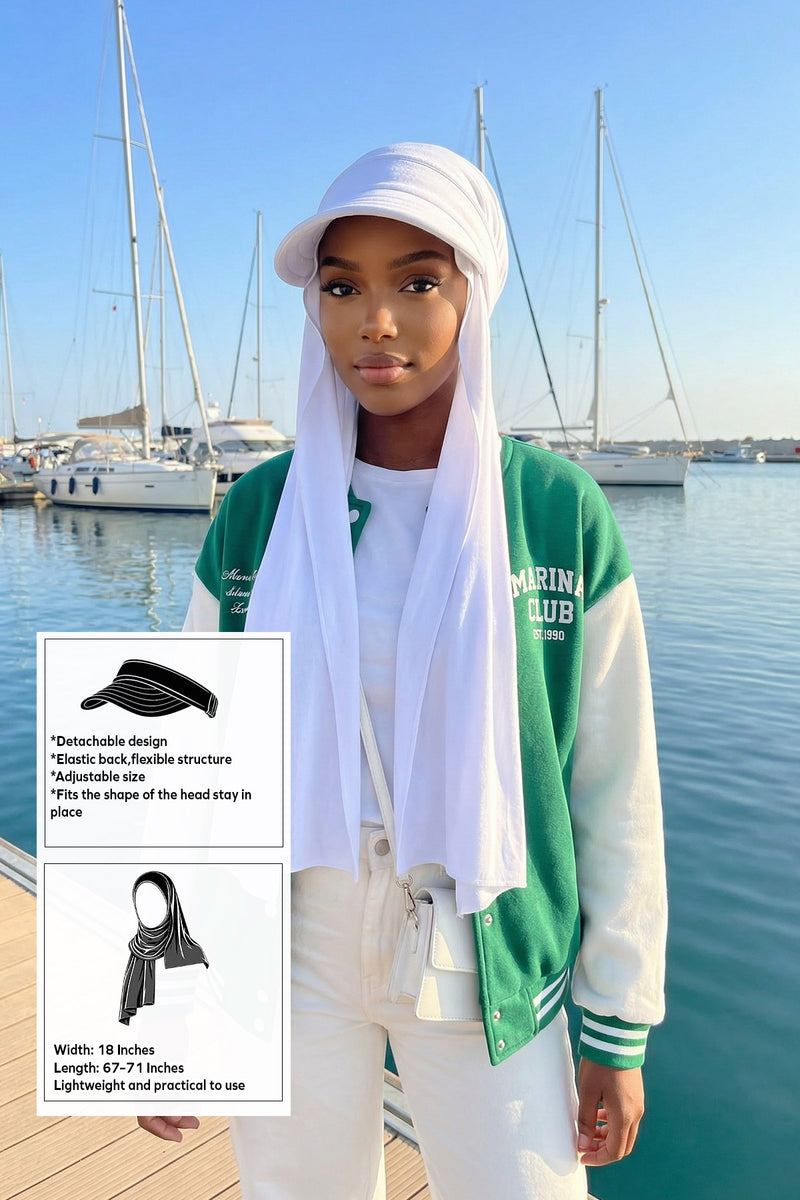 Everyday Sports Hijab with Removable Visor, Practical Jersey Shawl,SPS-1