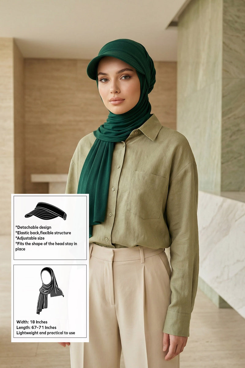 Everyday Sports Hijab with Removable Visor, Practical Jersey Shawl,SPS-1