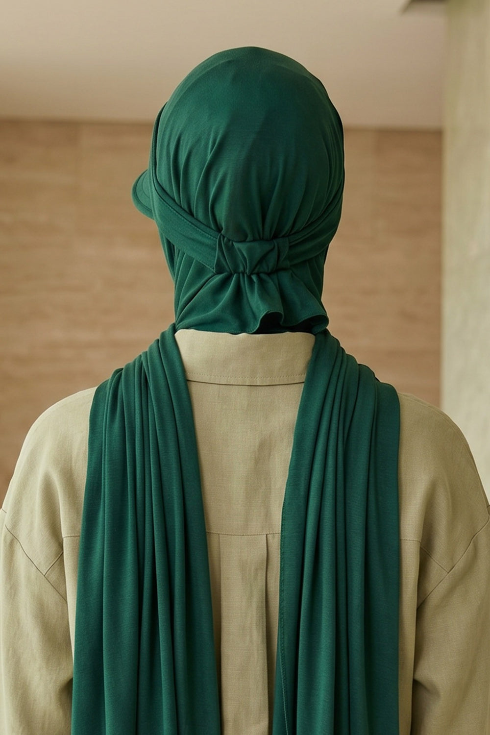 Everyday Sports Hijab with Removable Visor, Practical Jersey Shawl,SPS-1 Green