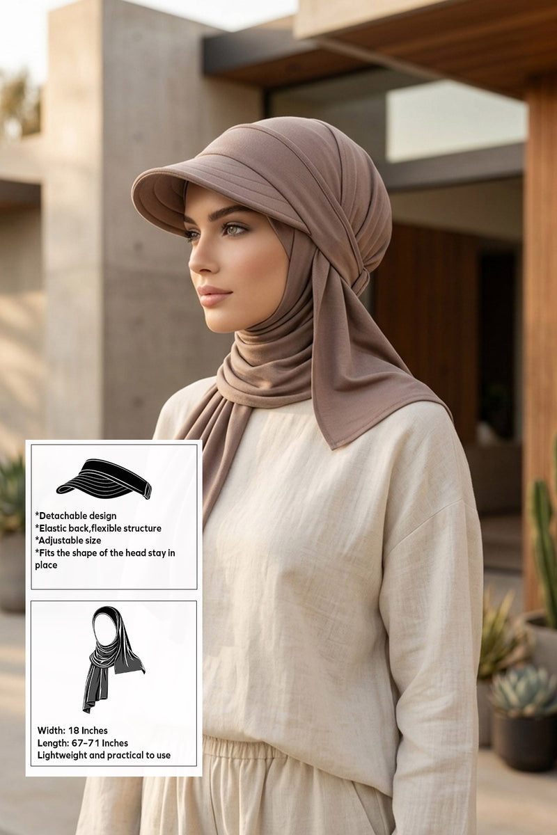 Everyday Sports Hijab with Removable Visor, Practical Jersey Shawl,SPS-1