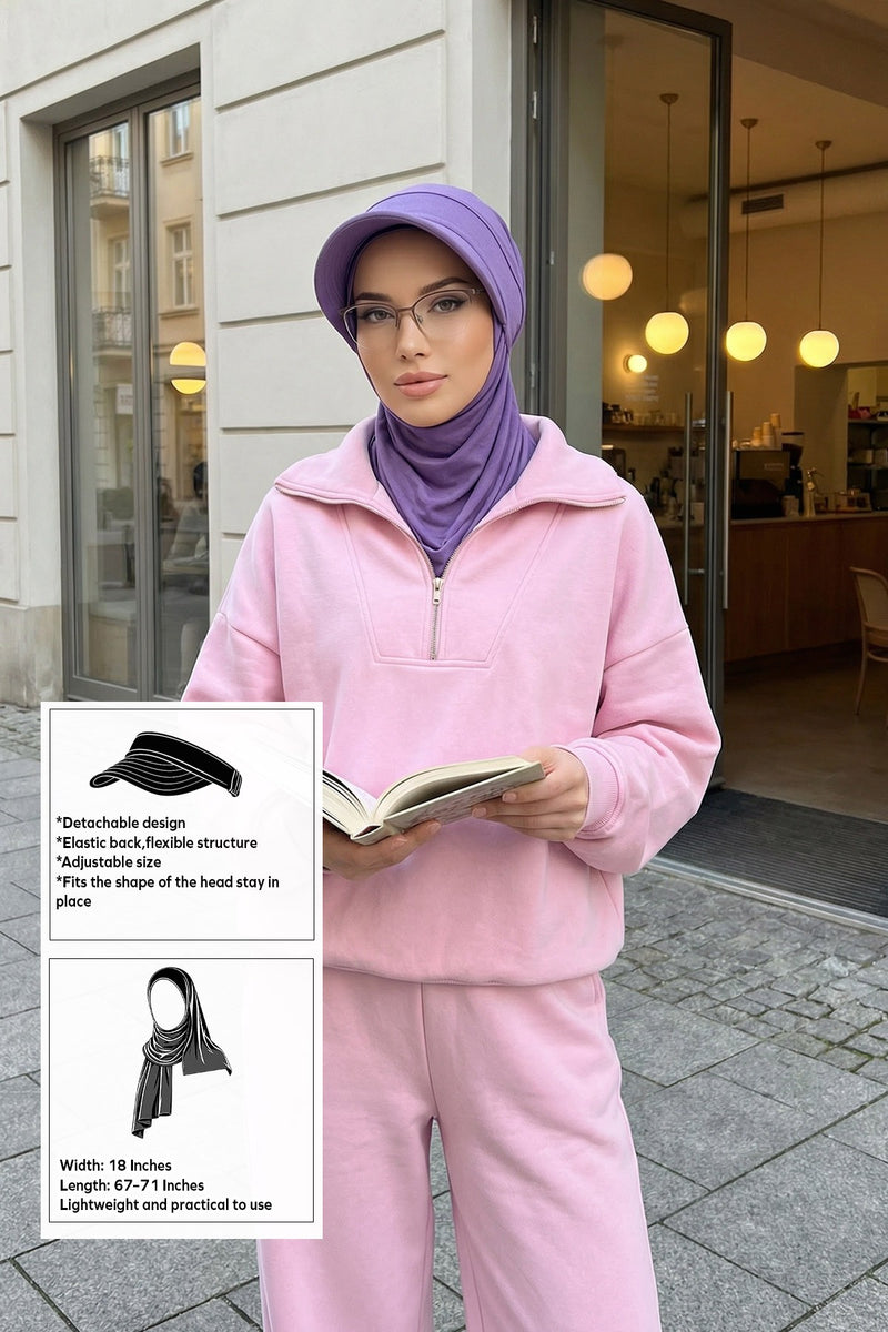 Everyday Sports Hijab with Removable Visor, Practical Jersey Shawl,SPS-1