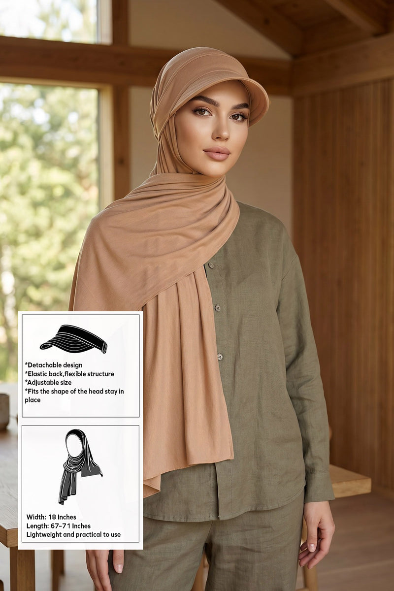 Everyday Sports Hijab with Removable Visor, Practical Jersey Shawl,SPS-1