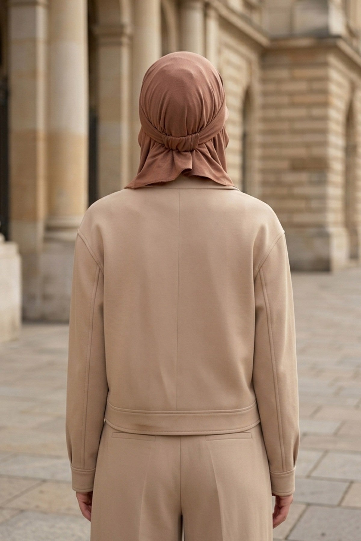 Everyday Sports Hijab with Removable Visor, Practical Jersey Shawl,SPS-1 Caramel Brown