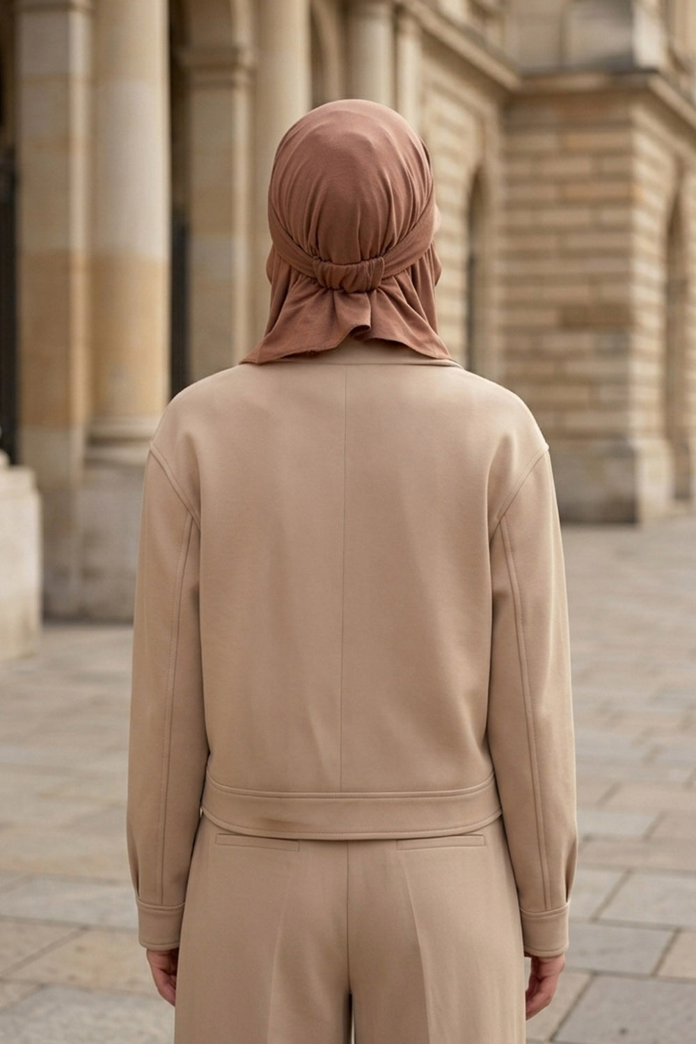 Everyday Sports Hijab with Removable Visor, Practical Jersey Shawl,SPS-1 Caramel Brown