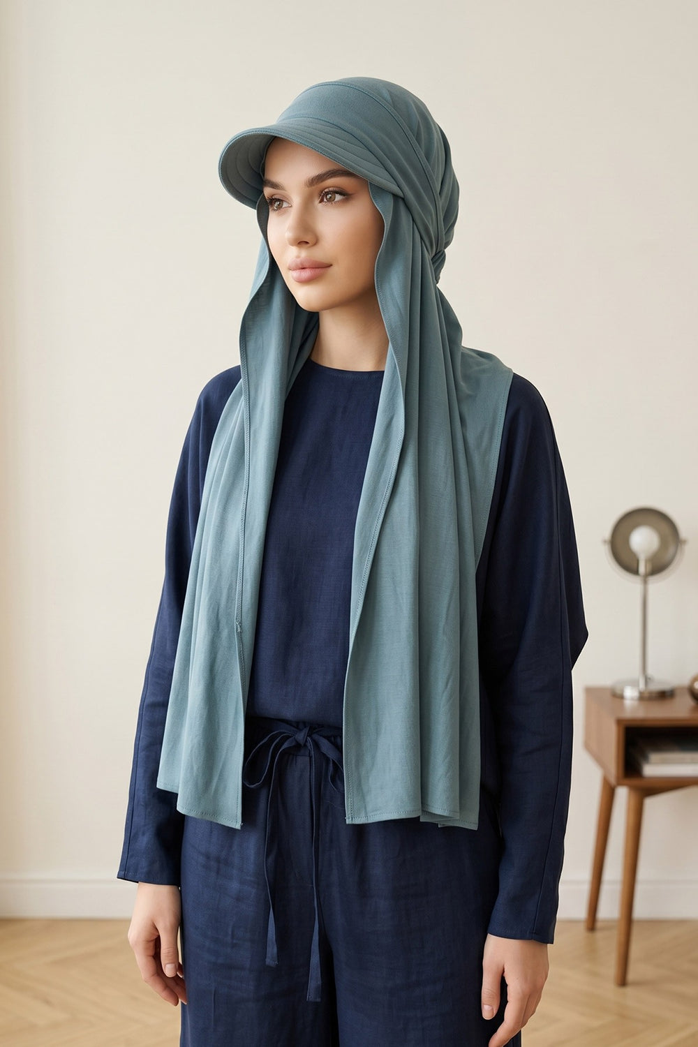 Everyday Sports Hijab with Removable Visor, Practical Jersey Shawl,SPS-1 Dark Mint