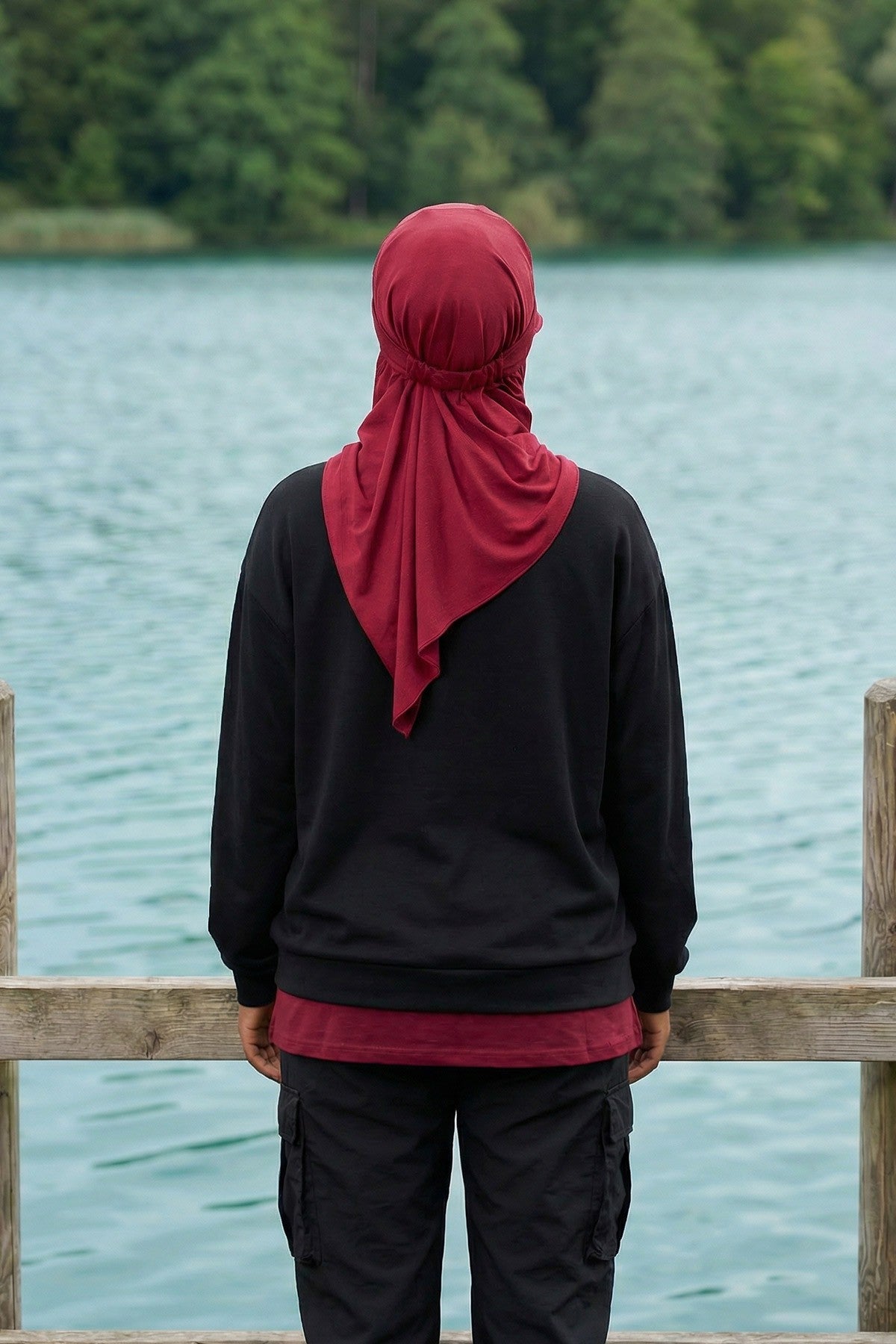 Everyday Sports Hijab with Removable Visor, Practical Jersey Shawl,SPS-1 Maroon