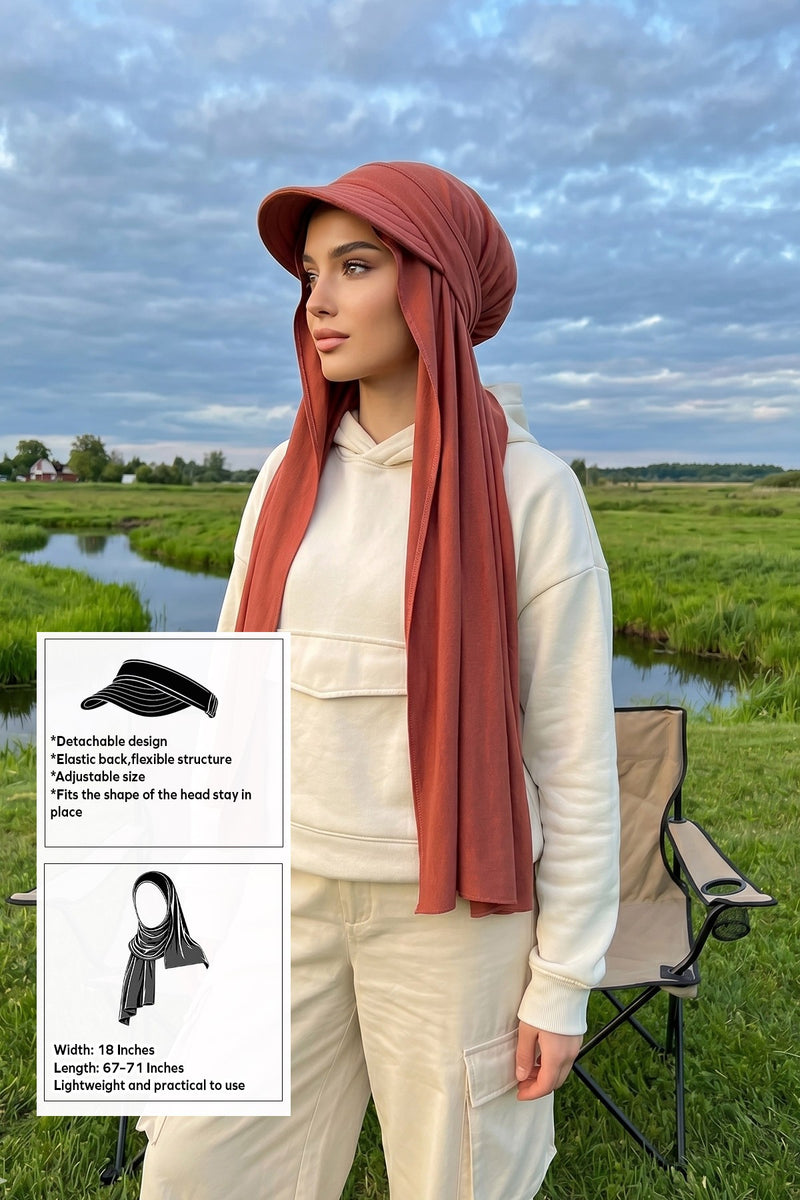Everyday Sports Hijab with Removable Visor, Practical Jersey Shawl,SPS-1