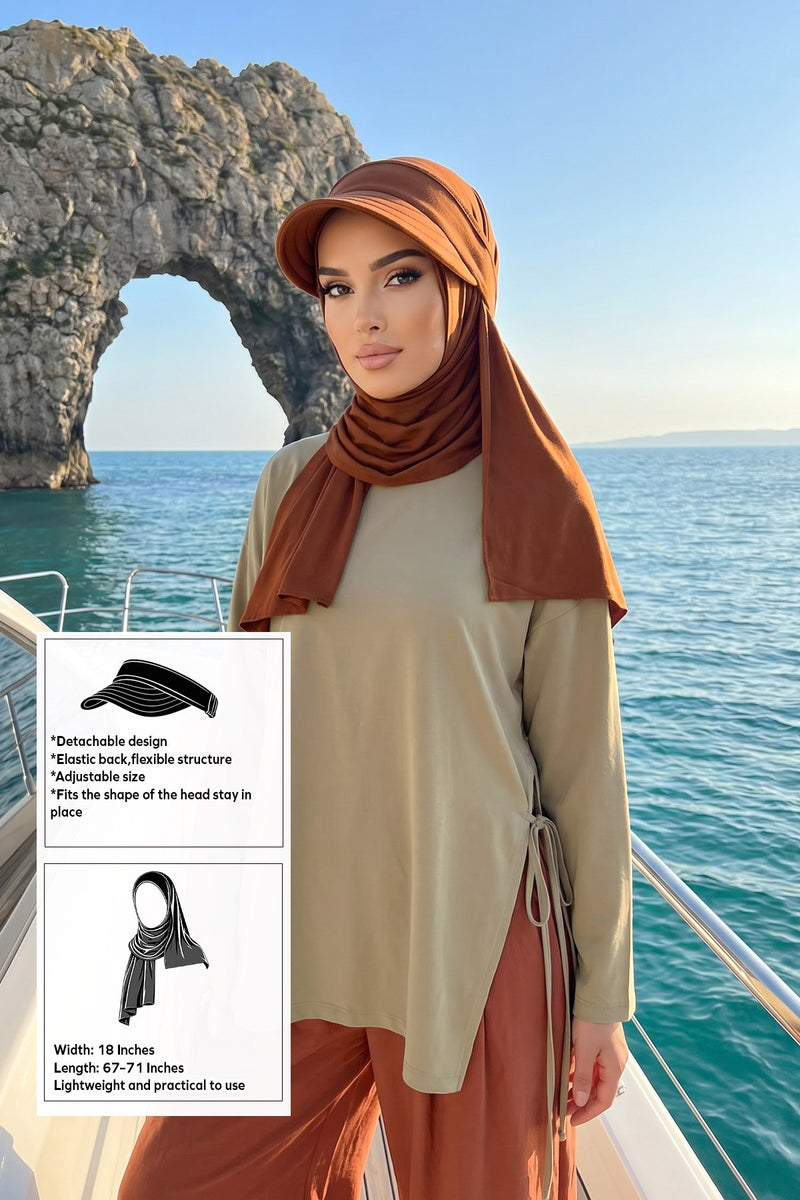 Everyday Sports Hijab with Removable Visor, Practical Jersey Shawl,SPS-1