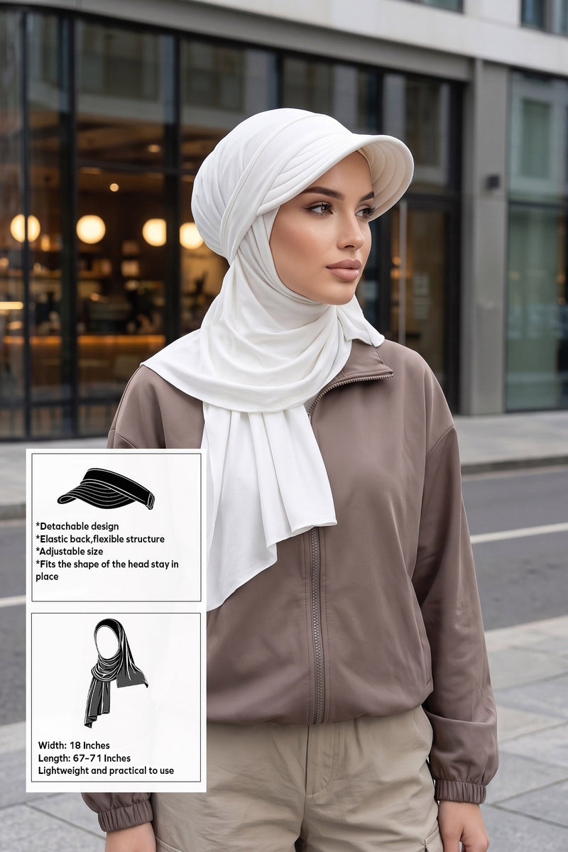 Everyday Sports Hijab with Removable Visor, Practical Jersey Shawl,SPS-1