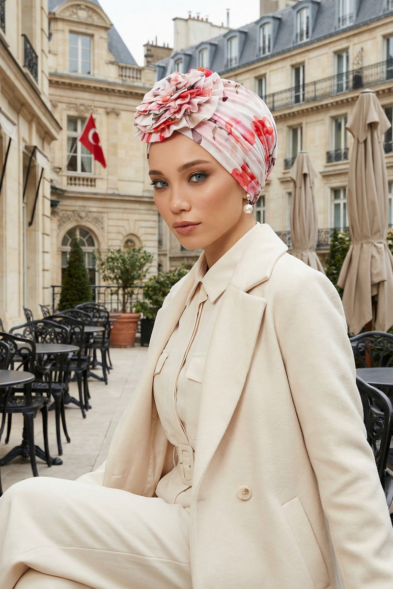Fashionable High Quality Instant Turban Scarf Head Wrap made from Combed Cotton, Chemo Headwear with Beautiful Rose Patterns,B-21YD