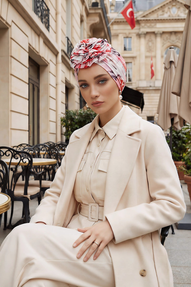 Fashionable High Quality Instant Turban Scarf Head Wrap made from Combed Cotton, Chemo Headwear with Beautiful Rose Patterns,B-21YD