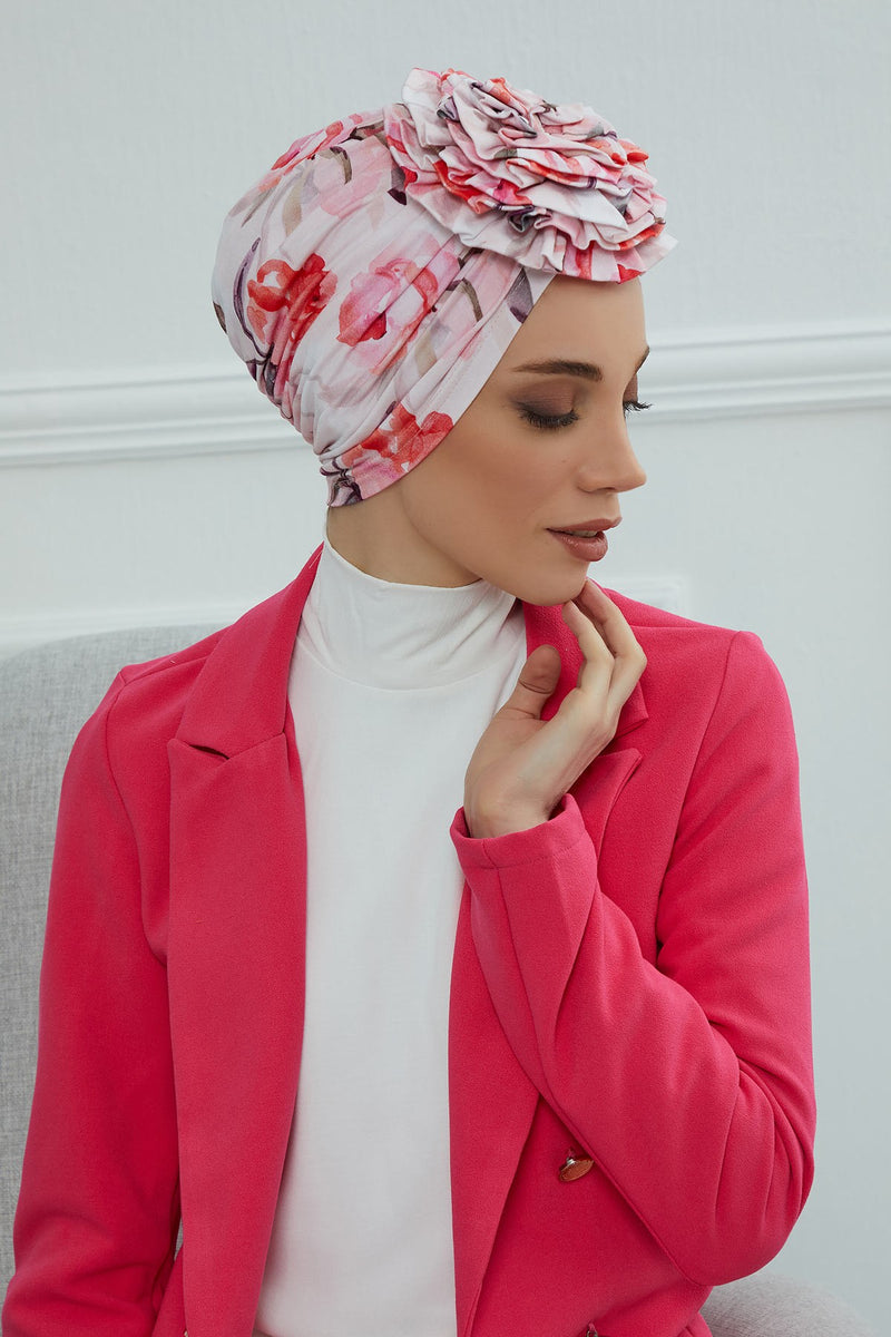 Fashionable High Quality Instant Turban Scarf Head Wrap made from Combed Cotton, Chemo Headwear with Beautiful Rose Patterns,B-21YD