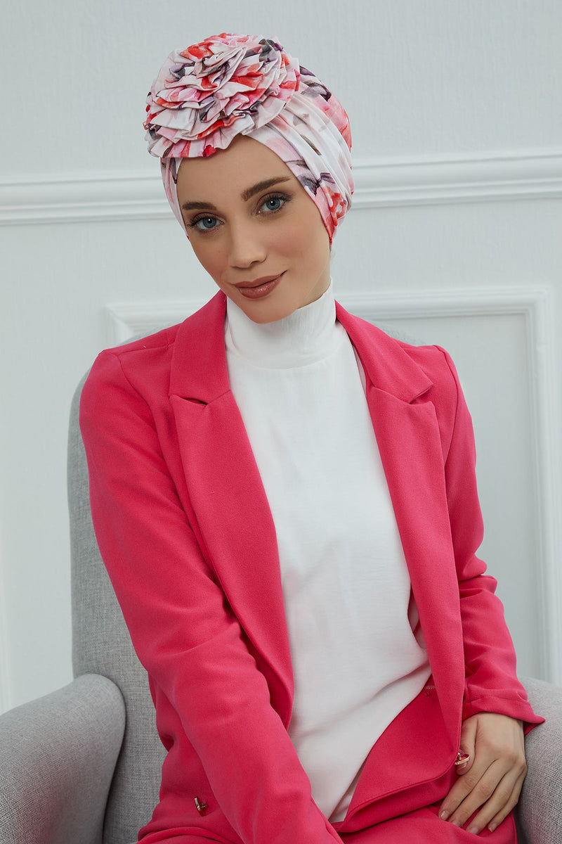 Fashionable High Quality Instant Turban Scarf Head Wrap made from Combed Cotton, Chemo Headwear with Beautiful Rose Patterns,B-21YD