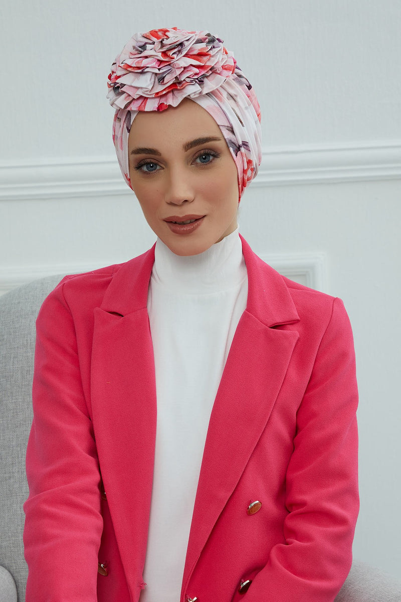 Fashionable High Quality Instant Turban Scarf Head Wrap made from Combed Cotton, Chemo Headwear with Beautiful Rose Patterns,B-21YD