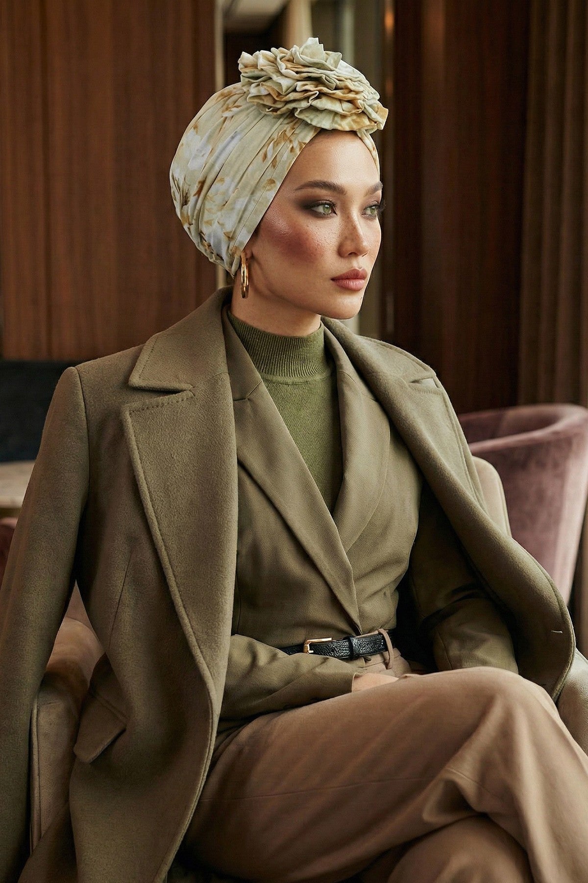 Fashionable High Quality Instant Turban Scarf Head Wrap made from Combed Cotton, Chemo Headwear with Beautiful Rose Patterns,B-21YD Whispering Blooms