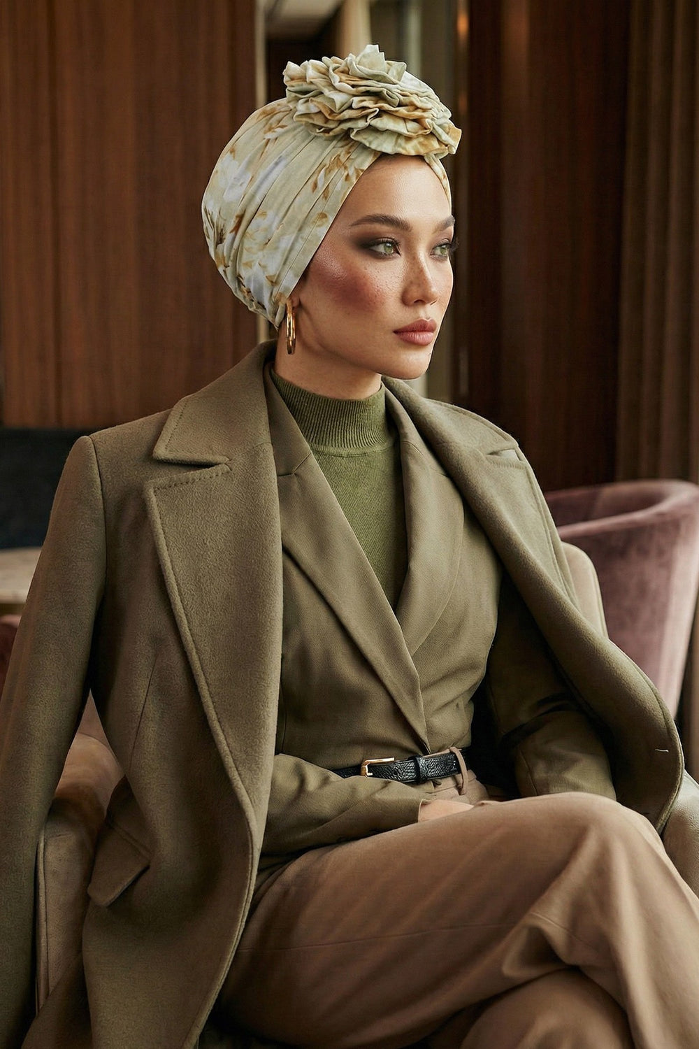 Fashionable High Quality Instant Turban Scarf Head Wrap made from Combed Cotton, Chemo Headwear with Beautiful Rose Patterns,B-21YD Whispering Blooms
