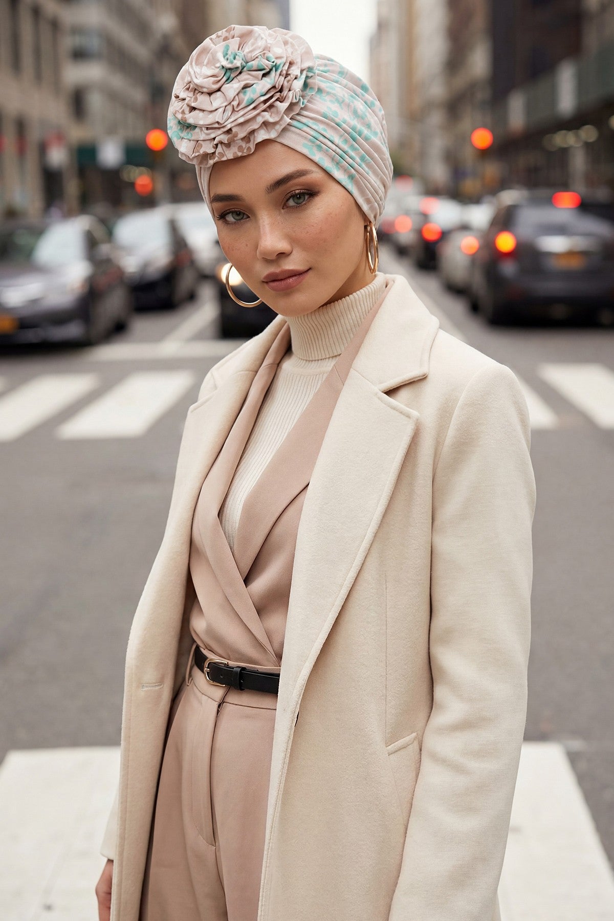 Fashionable High Quality Instant Turban Scarf Head Wrap made from Combed Cotton, Chemo Headwear with Beautiful Rose Patterns,B-21YD Spring Awakening