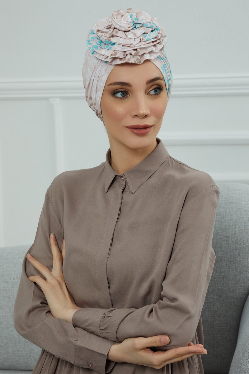 Fashionable High Quality Instant Turban Scarf Head Wrap made from Combed Cotton, Chemo Headwear with Beautiful Rose Patterns,B-21YD