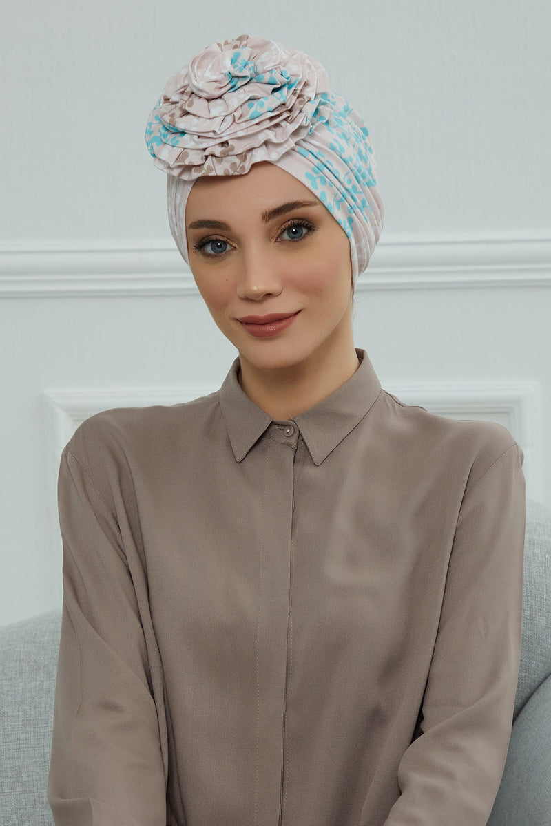 Fashionable High Quality Instant Turban Scarf Head Wrap made from Combed Cotton, Chemo Headwear with Beautiful Rose Patterns,B-21YD