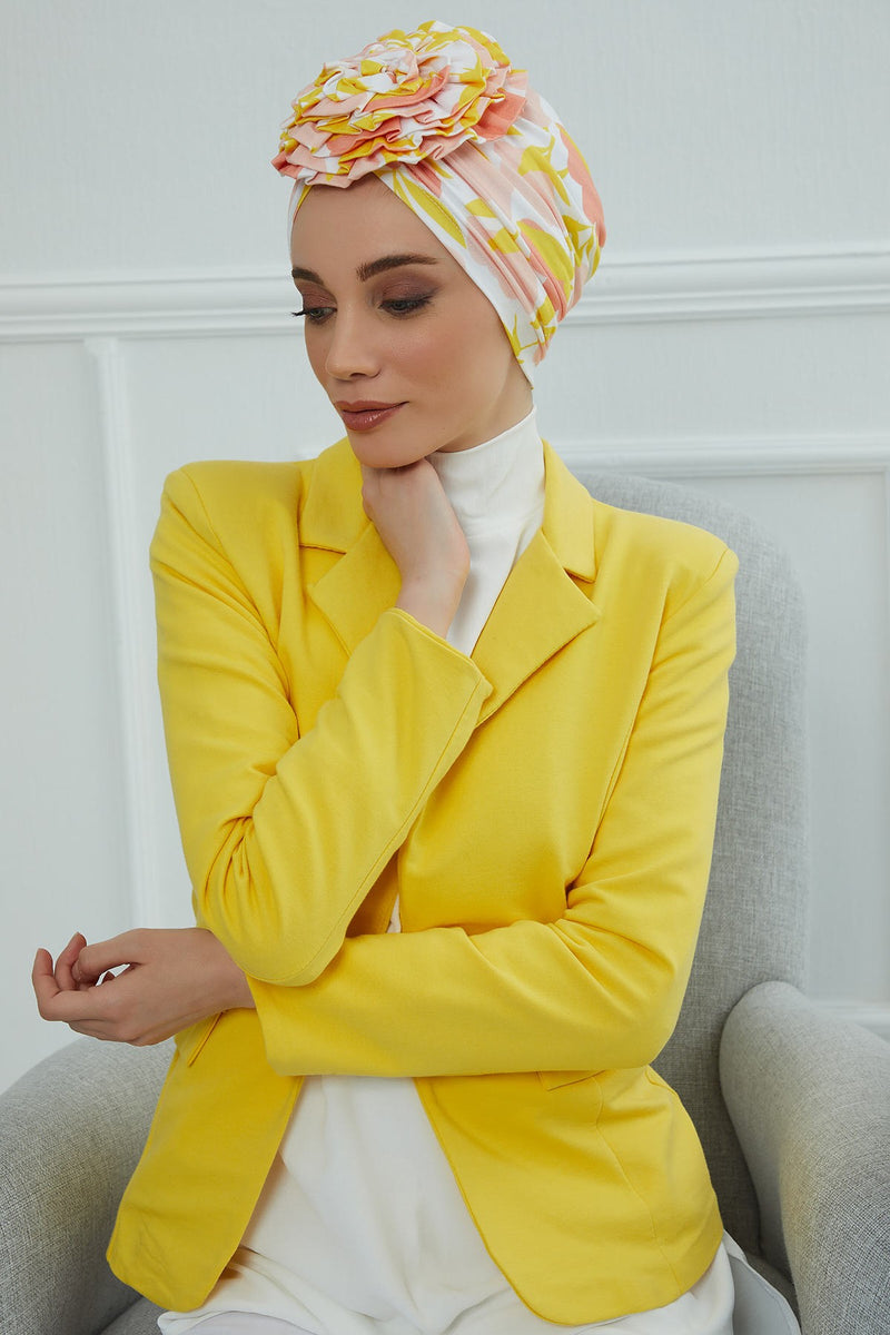 Fashionable High Quality Instant Turban Scarf Head Wrap made from Combed Cotton, Chemo Headwear with Beautiful Rose Patterns,B-21YD