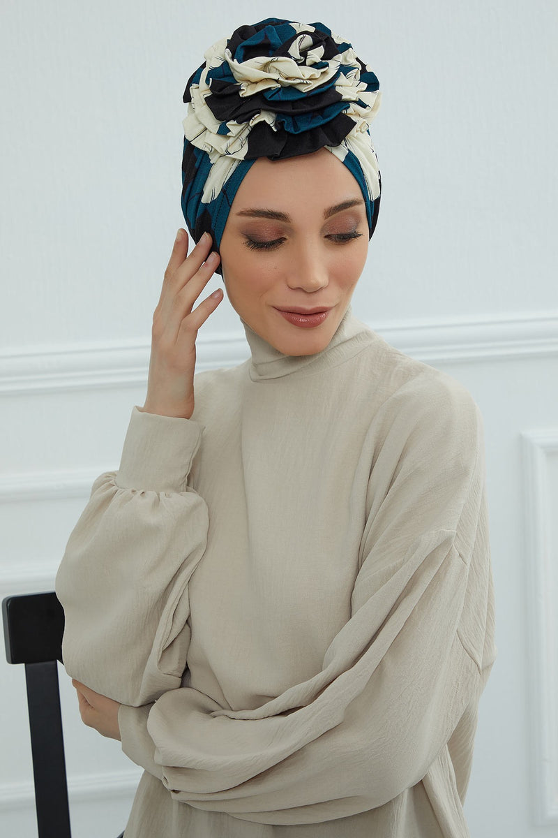 Fashionable High Quality Instant Turban Scarf Head Wrap made from Combed Cotton, Chemo Headwear with Beautiful Rose Patterns,B-21YD