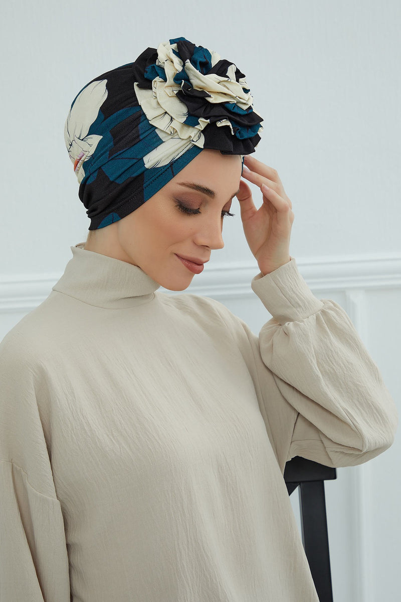 Fashionable High Quality Instant Turban Scarf Head Wrap made from Combed Cotton, Chemo Headwear with Beautiful Rose Patterns,B-21YD