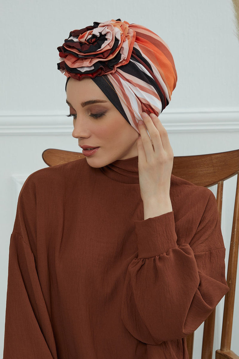 Fashionable High Quality Instant Turban Scarf Head Wrap made from Combed Cotton, Chemo Headwear with Beautiful Rose Patterns,B-21YD